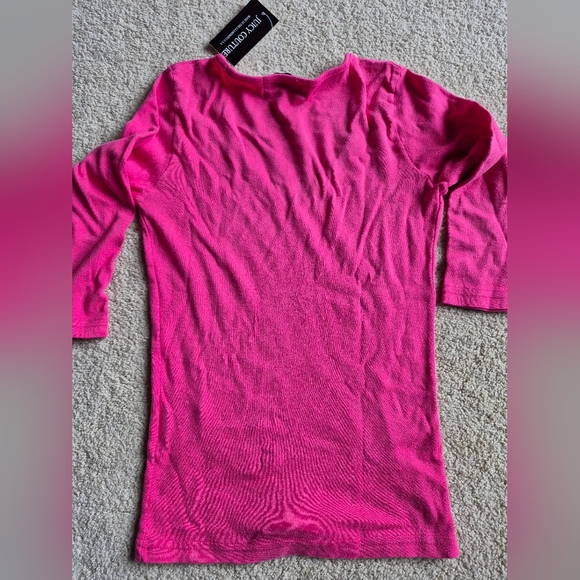 NWT Juicy Couture Pink 3/4 Sleeve Cotton V-Neck Top Size S - Picture 4 of 4